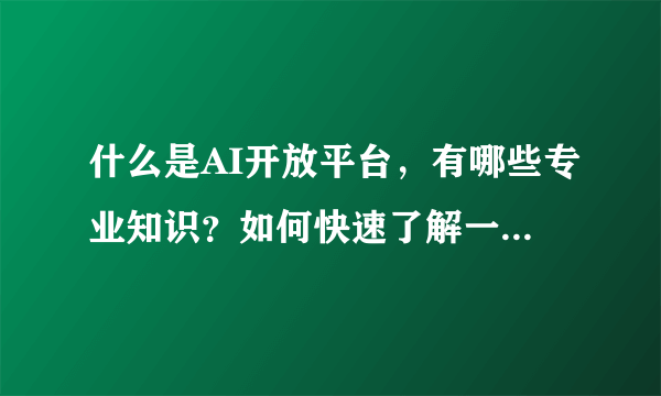 什么是AI开放平台，有哪些专业知识？如何快速了解一个行业？