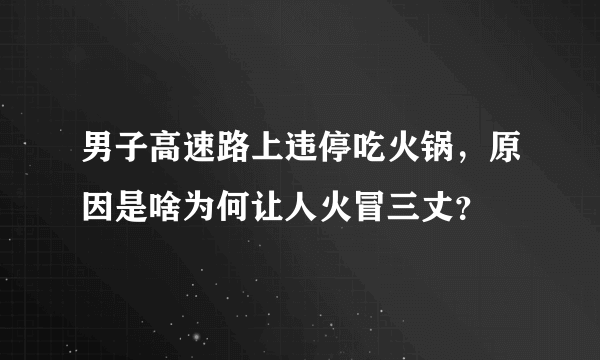 男子高速路上违停吃火锅，原因是啥为何让人火冒三丈？