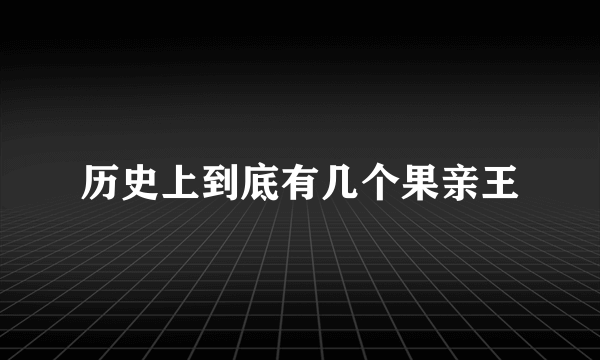 历史上到底有几个果亲王