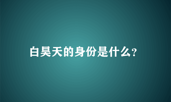 白昊天的身份是什么？