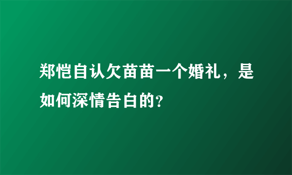 郑恺自认欠苗苗一个婚礼，是如何深情告白的？