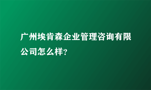 广州埃肯森企业管理咨询有限公司怎么样？