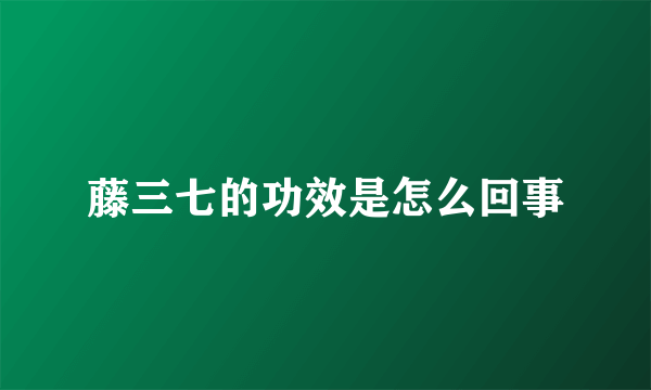 藤三七的功效是怎么回事