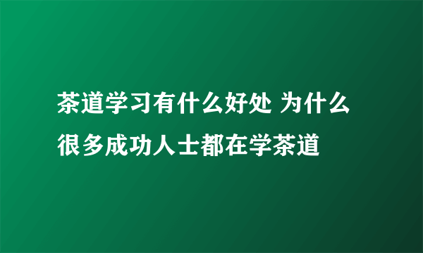 茶道学习有什么好处 为什么很多成功人士都在学茶道