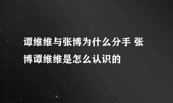 谭维维与张博为什么分手 张博谭维维是怎么认识的