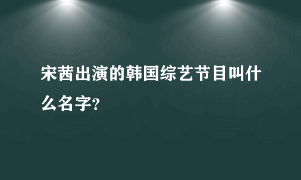 宋茜出演的韩国综艺节目叫什么名字？