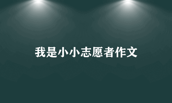 我是小小志愿者作文