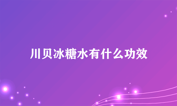 川贝冰糖水有什么功效