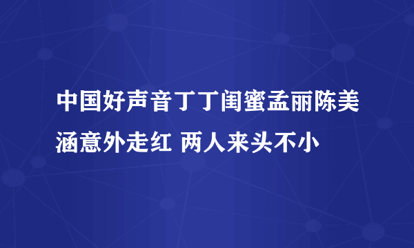 中国好声音丁丁闺蜜孟丽陈美涵意外走红 两人来头不小