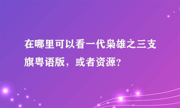 在哪里可以看一代枭雄之三支旗粤语版，或者资源？