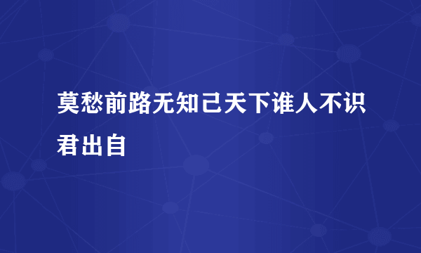 莫愁前路无知己天下谁人不识君出自