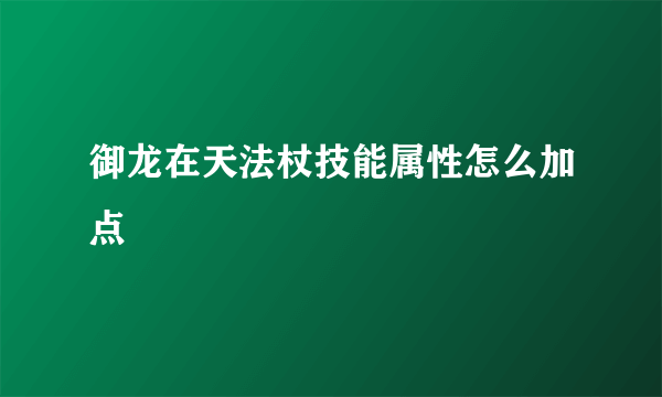 御龙在天法杖技能属性怎么加点