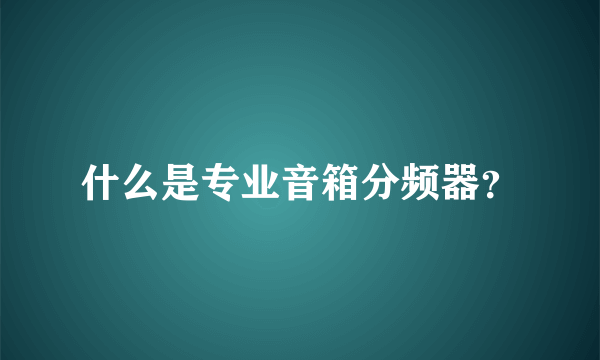 什么是专业音箱分频器？