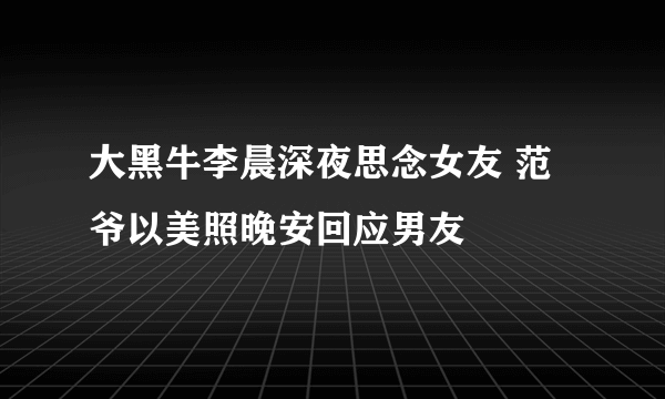 大黑牛李晨深夜思念女友 范爷以美照晚安回应男友