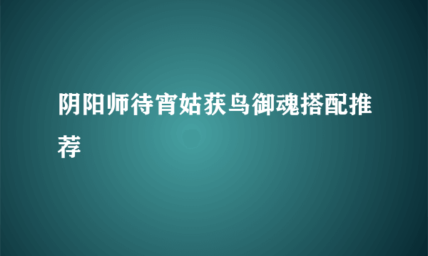 阴阳师待宵姑获鸟御魂搭配推荐