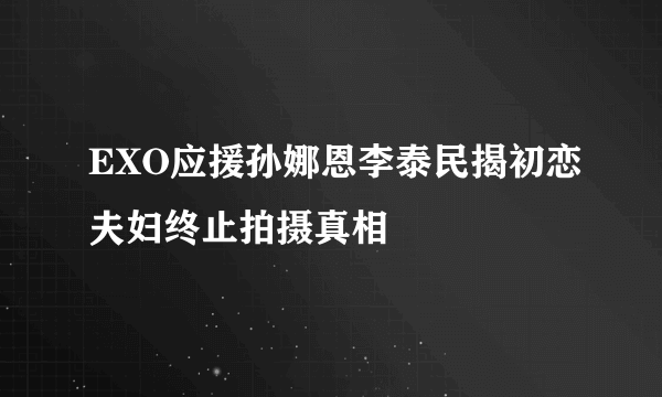 EXO应援孙娜恩李泰民揭初恋夫妇终止拍摄真相