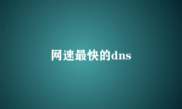 网速最快的dns