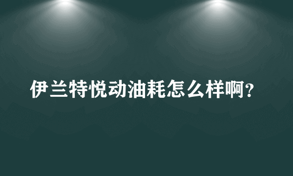 伊兰特悦动油耗怎么样啊？