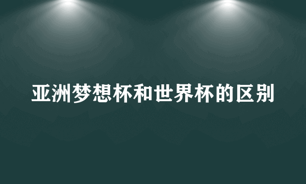 亚洲梦想杯和世界杯的区别