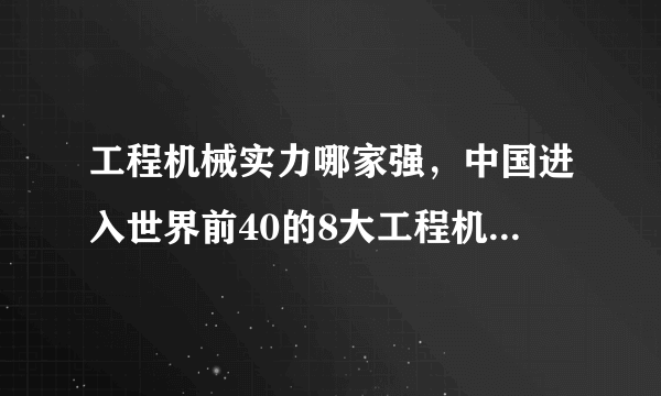 工程机械实力哪家强，中国进入世界前40的8大工程机械企业盘点