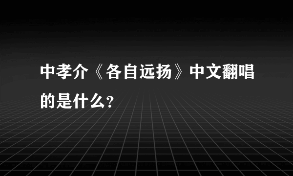 中孝介《各自远扬》中文翻唱的是什么？