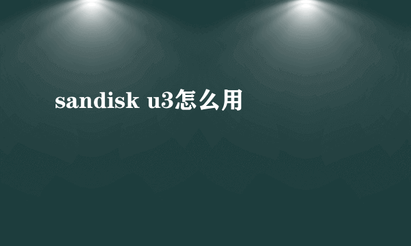 sandisk u3怎么用