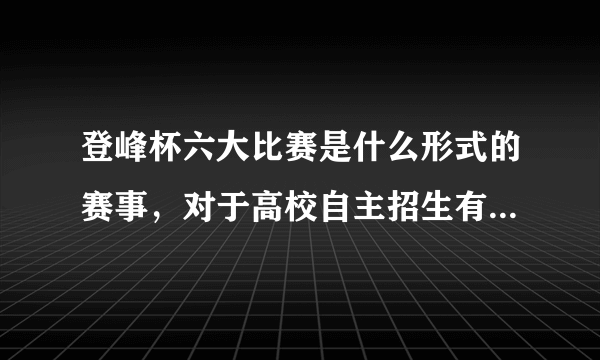 登峰杯六大比赛是什么形式的赛事，对于高校自主招生有帮助吗？