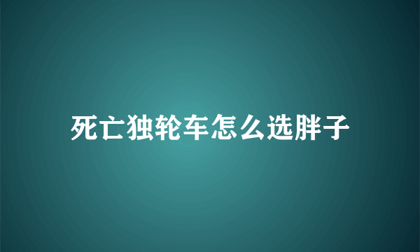 死亡独轮车怎么选胖子