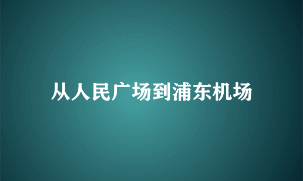 从人民广场到浦东机场