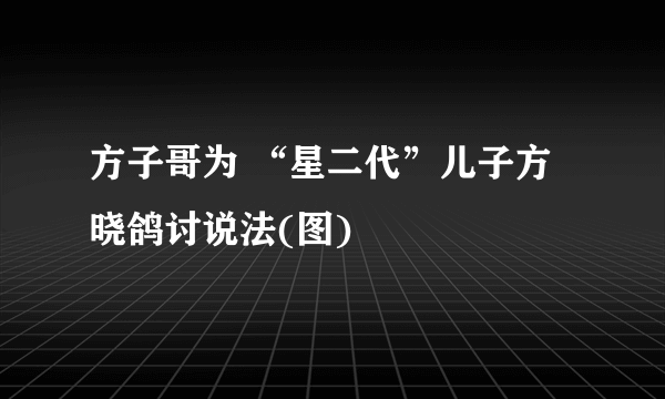 方子哥为 “星二代”儿子方晓鸽讨说法(图)