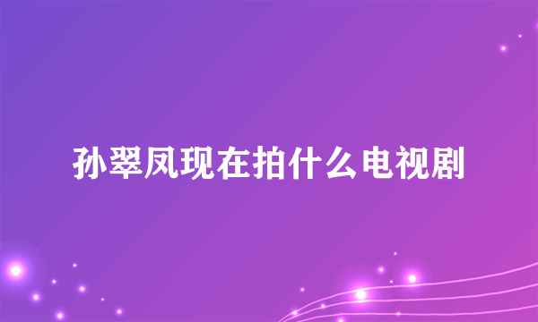 孙翠凤现在拍什么电视剧