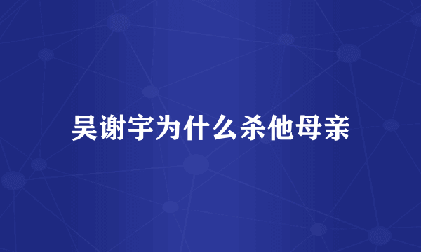 吴谢宇为什么杀他母亲