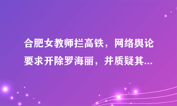 合肥女教师拦高铁，网络舆论要求开除罗海丽，并质疑其老公当天是否买票，真的有必要吗？