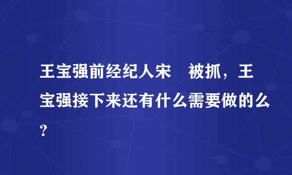 王宝强前经纪人宋喆被抓，王宝强接下来还有什么需要做的么？