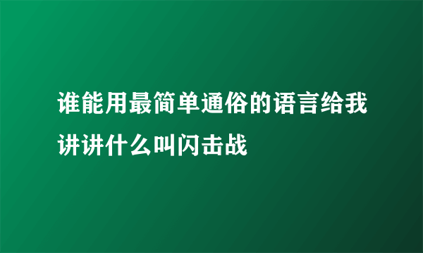 谁能用最简单通俗的语言给我讲讲什么叫闪击战