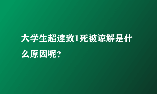 大学生超速致1死被谅解是什么原因呢？