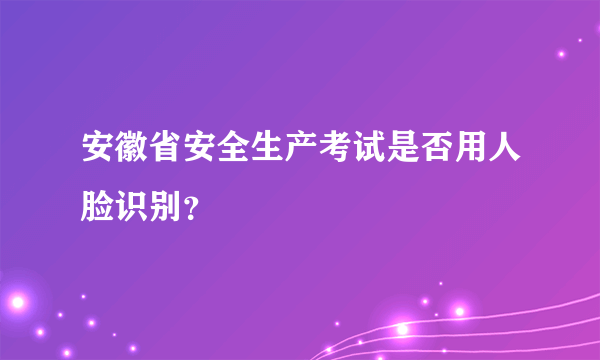 安徽省安全生产考试是否用人脸识别？