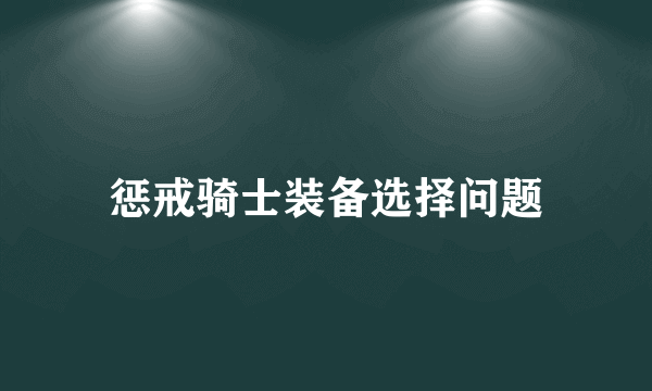 惩戒骑士装备选择问题