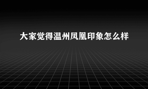 大家觉得温州凤凰印象怎么样