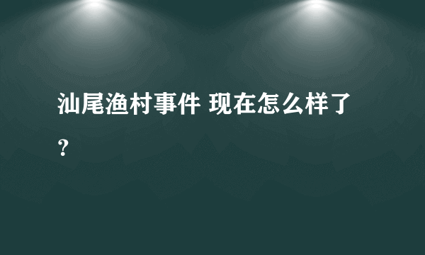 汕尾渔村事件 现在怎么样了？