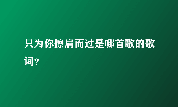 只为你擦肩而过是哪首歌的歌词？