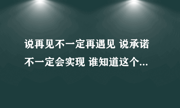 说再见不一定再遇见 说承诺不一定会实现 谁知道这个歌词的歌名