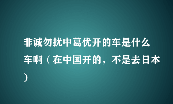 非诚勿扰中葛优开的车是什么车啊（在中国开的，不是去日本)