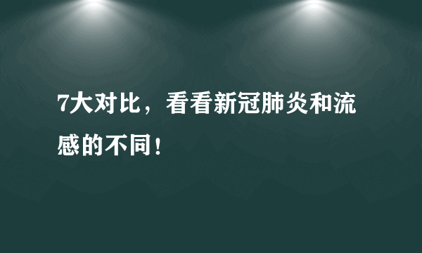 7大对比，看看新冠肺炎和流感的不同！