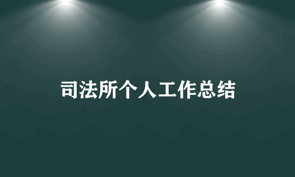 司法所个人工作总结