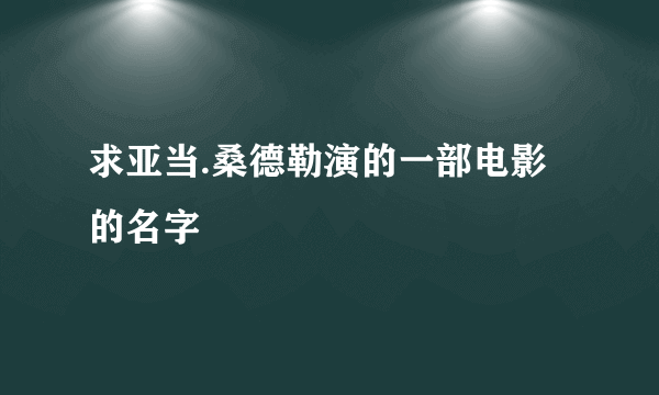 求亚当.桑德勒演的一部电影的名字