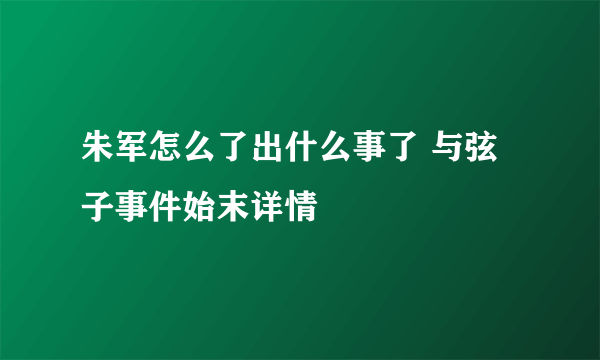 朱军怎么了出什么事了 与弦子事件始末详情