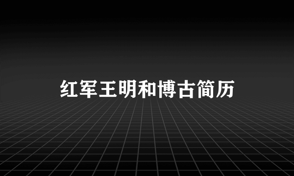 红军王明和博古简历