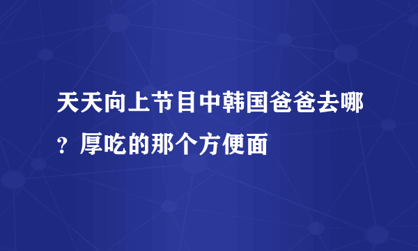 天天向上节目中韩国爸爸去哪？厚吃的那个方便面