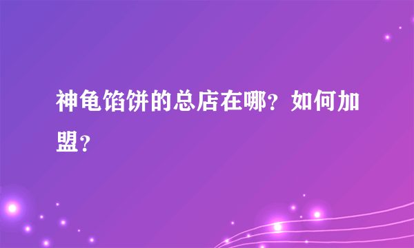 神龟馅饼的总店在哪？如何加盟？